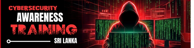 A professional receiving cybersecurity awareness training in a Sri Lanka office, with a warning alert on their laptop screen